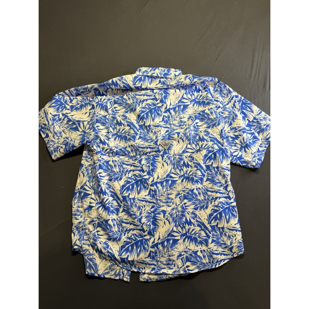 Columbia PFG Vented Fishing Shirt Large Allover Print Tropical Swordfish Blue - Picture 7 of 8